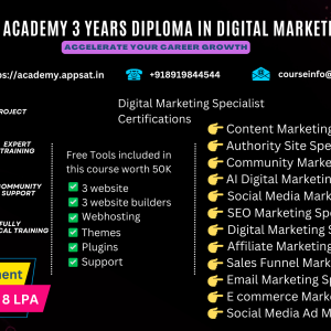 3 Years Digital Marketing Diploma - 1st Year - 1st Installment